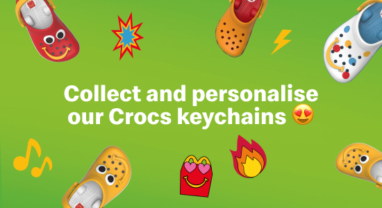 Now in your Happy Meal®: cool Crocs keychains